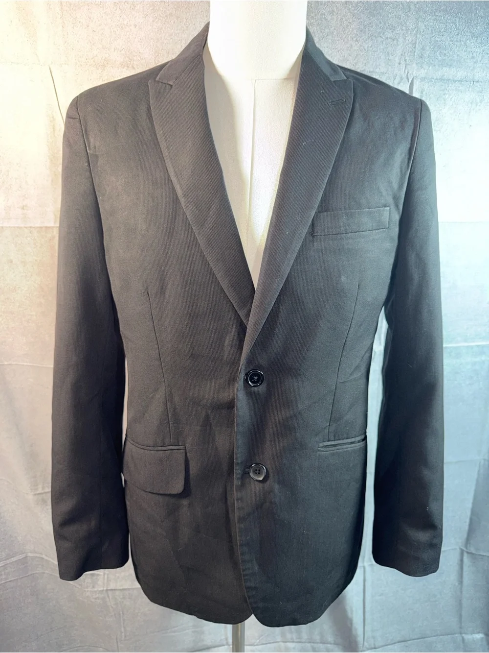 2274-Alfani Black Two-Button Notch Lapel Sport Coat